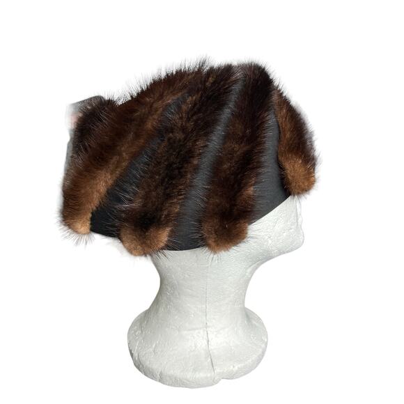 Vintage Mink Fur Hat Originals By Mr. M 60s Bucket Hat Brown Black Women\'s OS main image 4